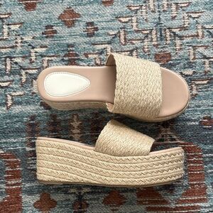 Women's Tan Woven Platform Sandals